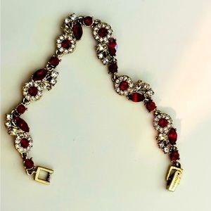 Vintage Givenchy Red Crystal Bracelet Floral Theme